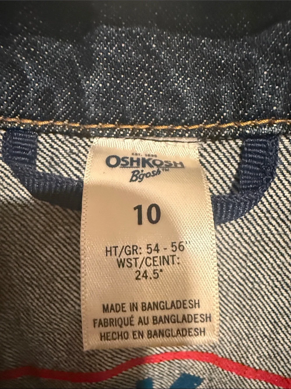 🧨OshKosh B'gosh Blue Denim Jean Jacket with Yellow Stitching Unisex Boy or Girl